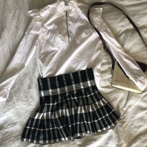 B/W Plaid Mini Skirt